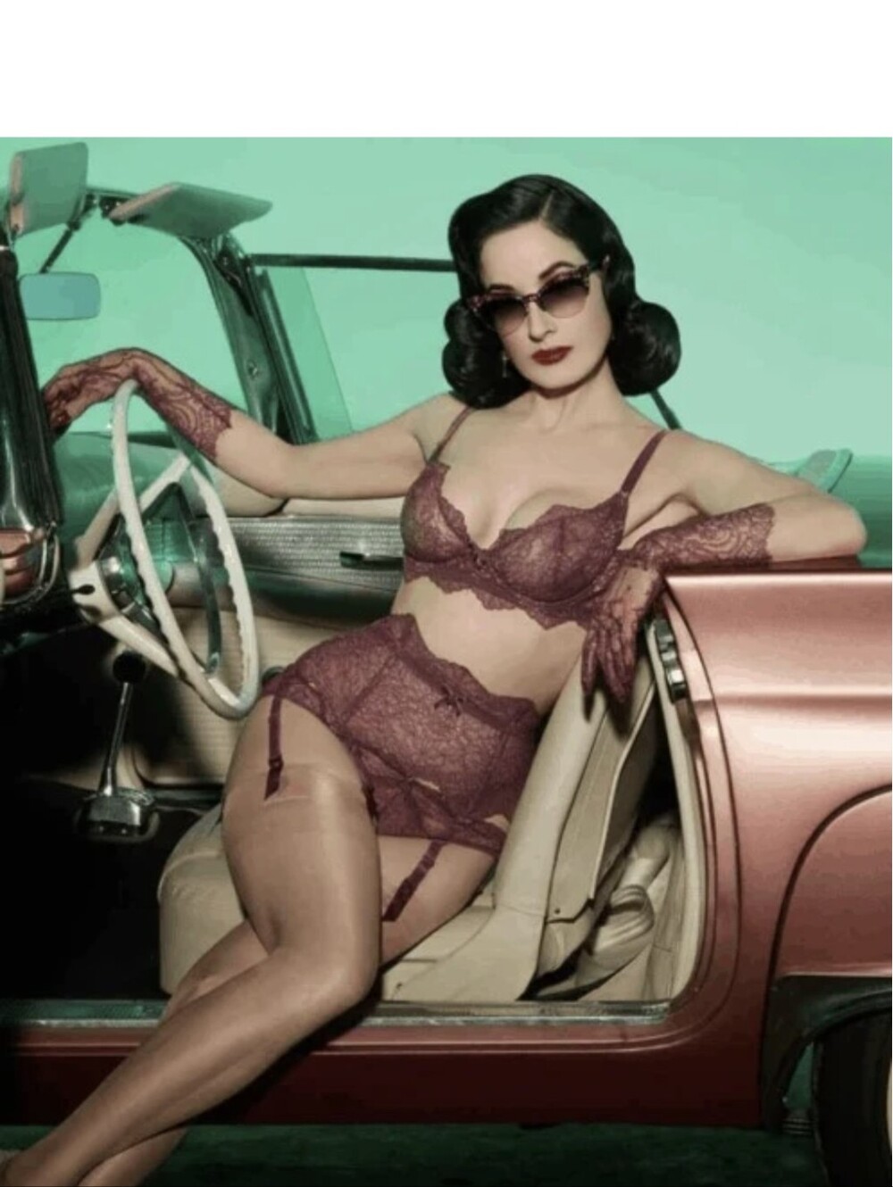 Navy Blue Dita Von Teese Lurex Underwire Shimmery Bra 36DD